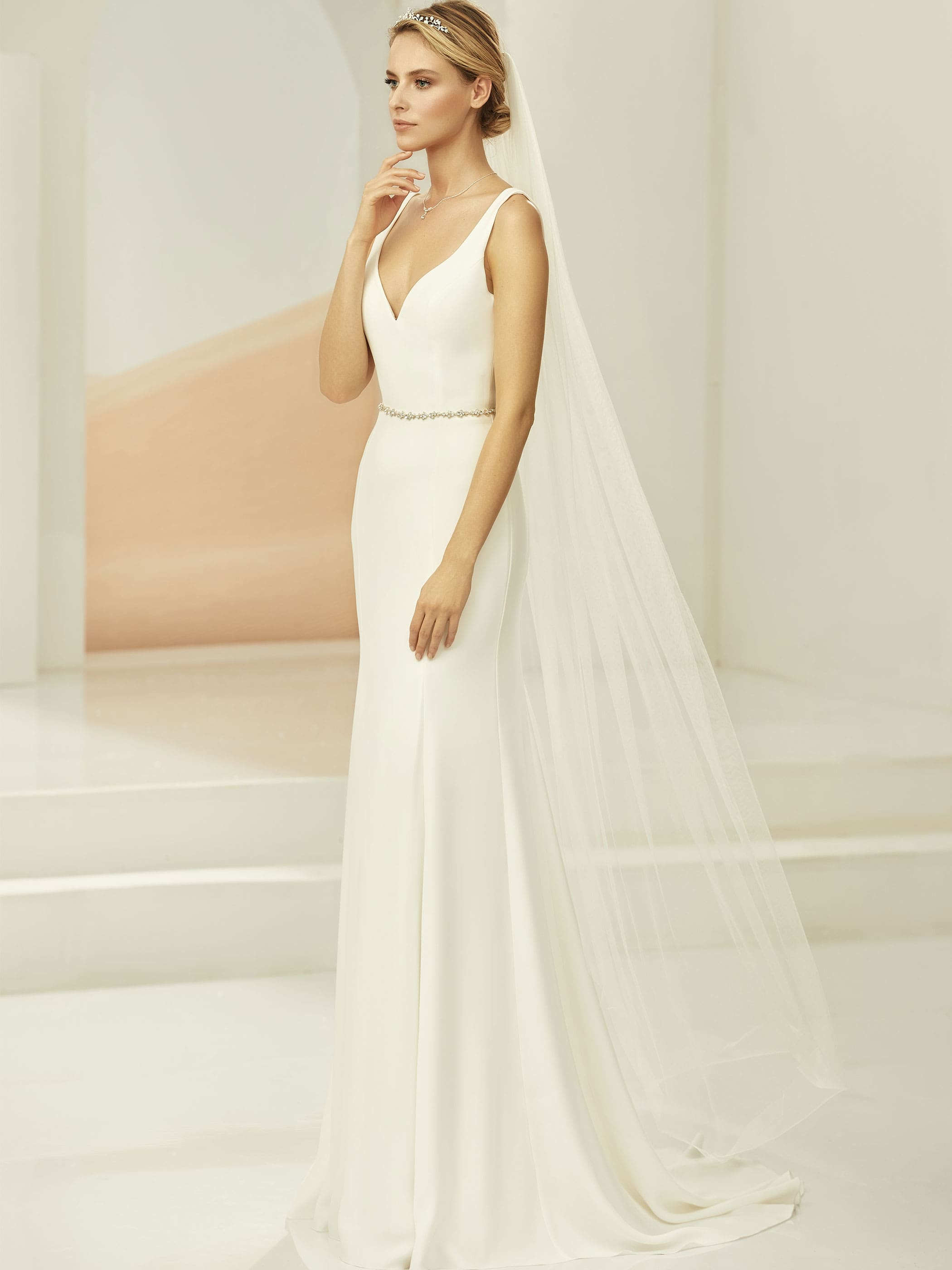 Bianco Evento Schleier S381 Schnittkante - 170 cm White Emotions