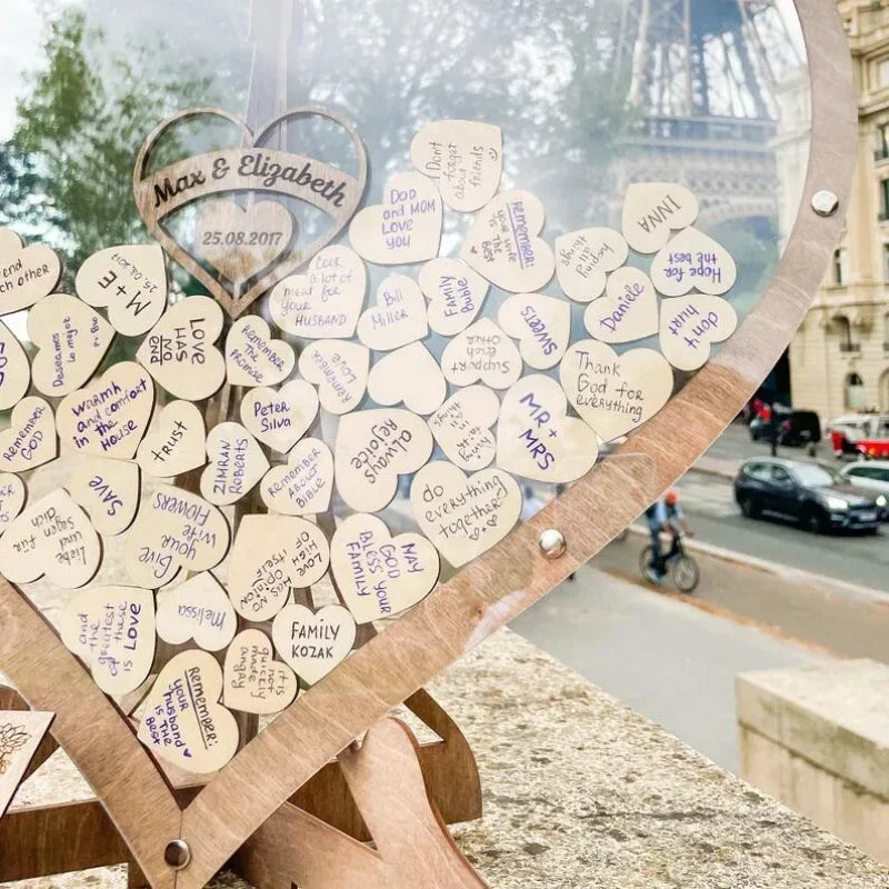 Unique Wedding Guest Book Wooden Heart Shape Guestbook Alternative Wedding Decor Guest Signature Drop Box Party Table Decoration White Emotions