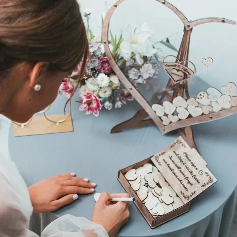Unique Wedding Guest Book Wooden Heart Shape Guestbook Alternative Wedding Decor Guest Signature Drop Box Party Table Decoration White Emotions