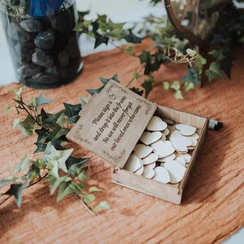 Unique Wedding Guest Book Wooden Heart Shape Guestbook Alternative Wedding Decor Guest Signature Drop Box Party Table Decoration White Emotions