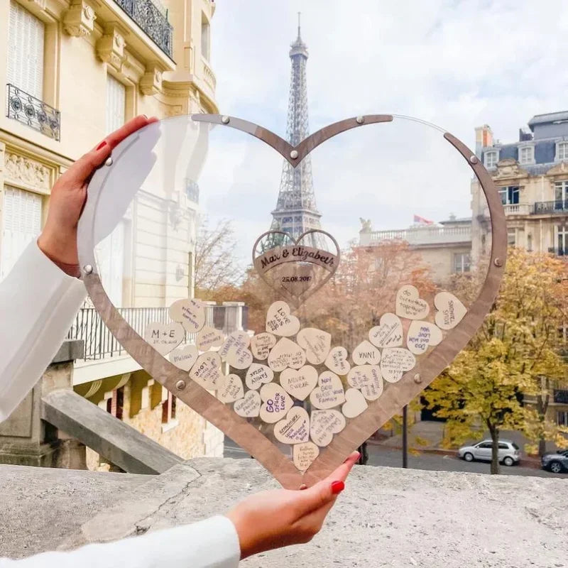 Unique Wedding Guest Book Wooden Heart Shape Guestbook Alternative Wedding Decor Guest Signature Drop Box Party Table Decoration White Emotions