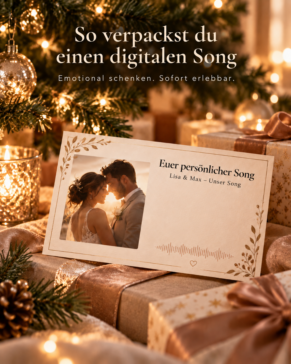 Persönlicher Song als Weihnachtsgeschenk – Geschenkkarte unter dem Weihnachtsbaum