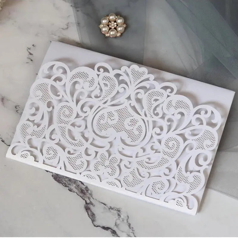 Hochzeits Einladungskarten im Laser Cut 3D White Emotions