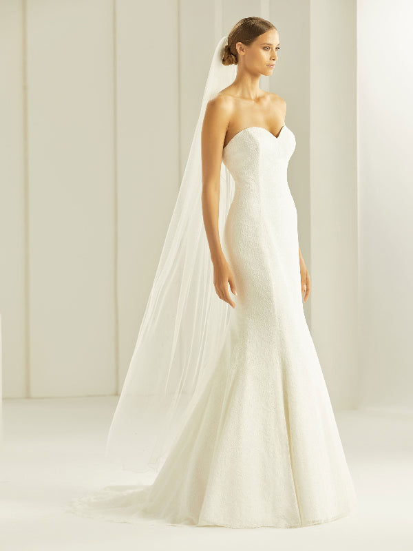 Bianco Evento Schleier S299 Kurbelkante & Kristalle - 170 cm White Emotions