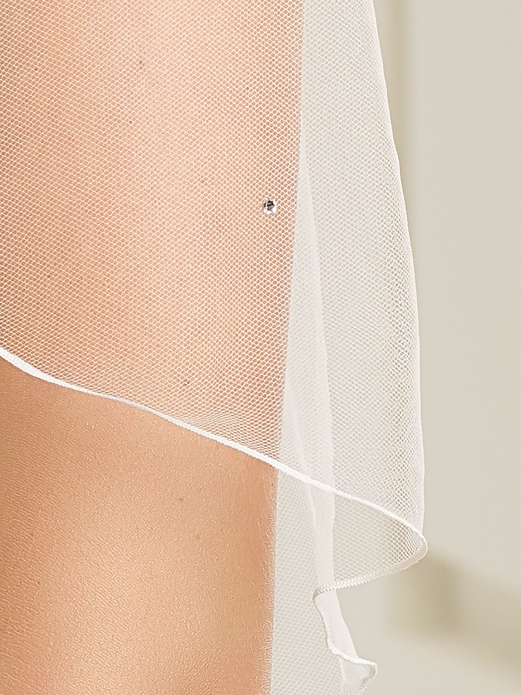 Bianco Evento Schleier S299 Kurbelkante & Kristalle - 170 cm White Emotions