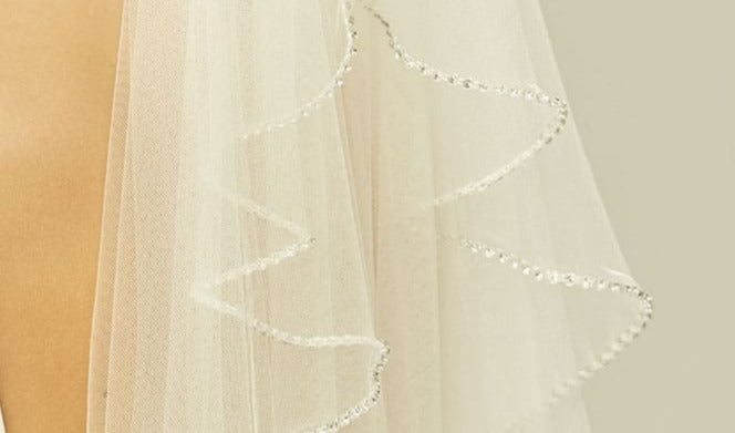 Bianco Evento Schleier S399 Kristallkante - 100 cm White Emotions