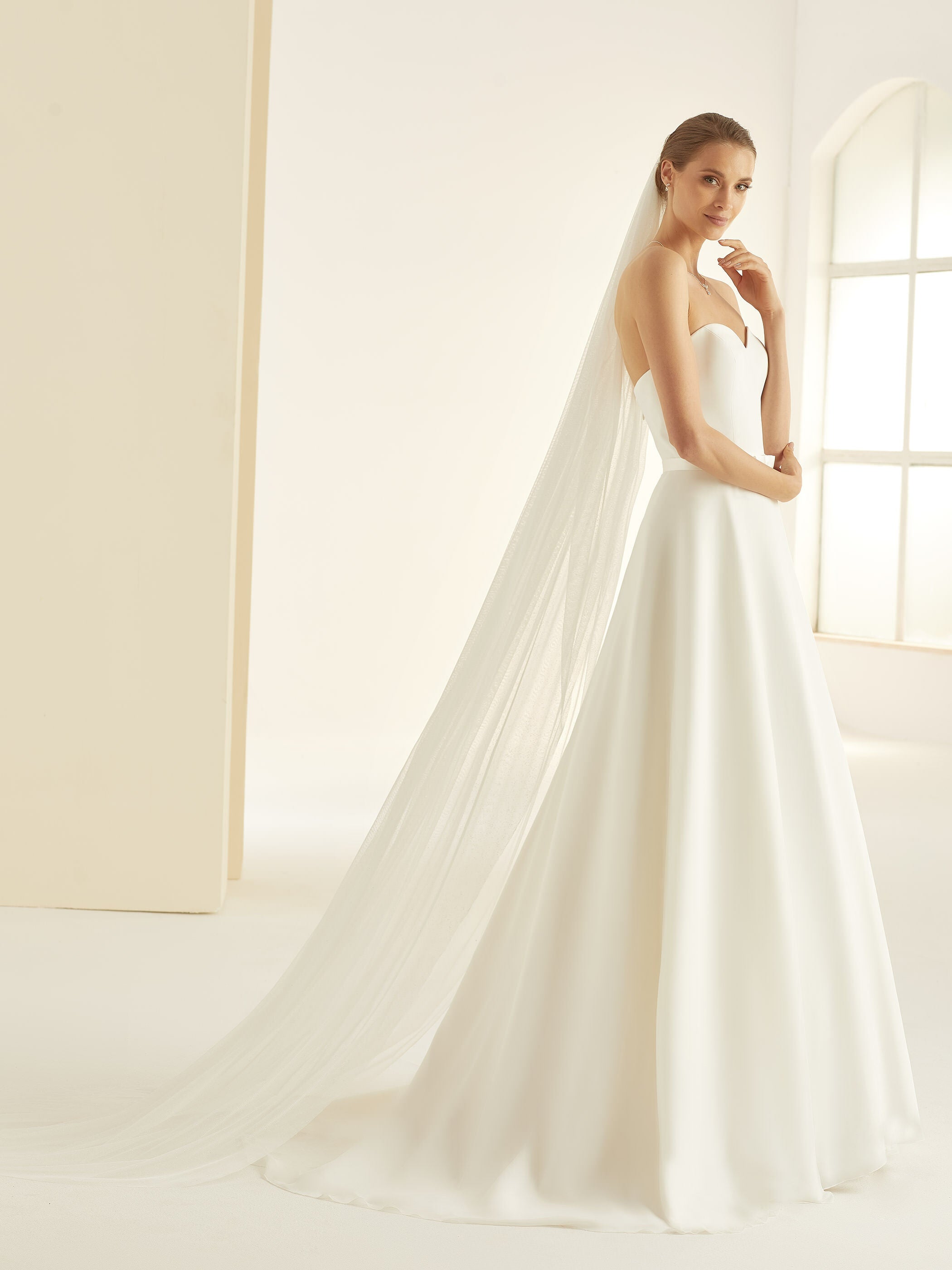 Bianco Evento Schleier S363 Schnittkante - 220 cm White Emotions